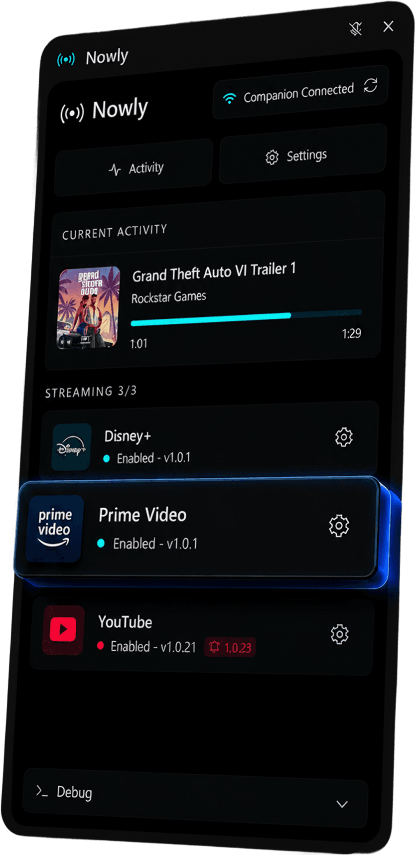 Nowly extension panel